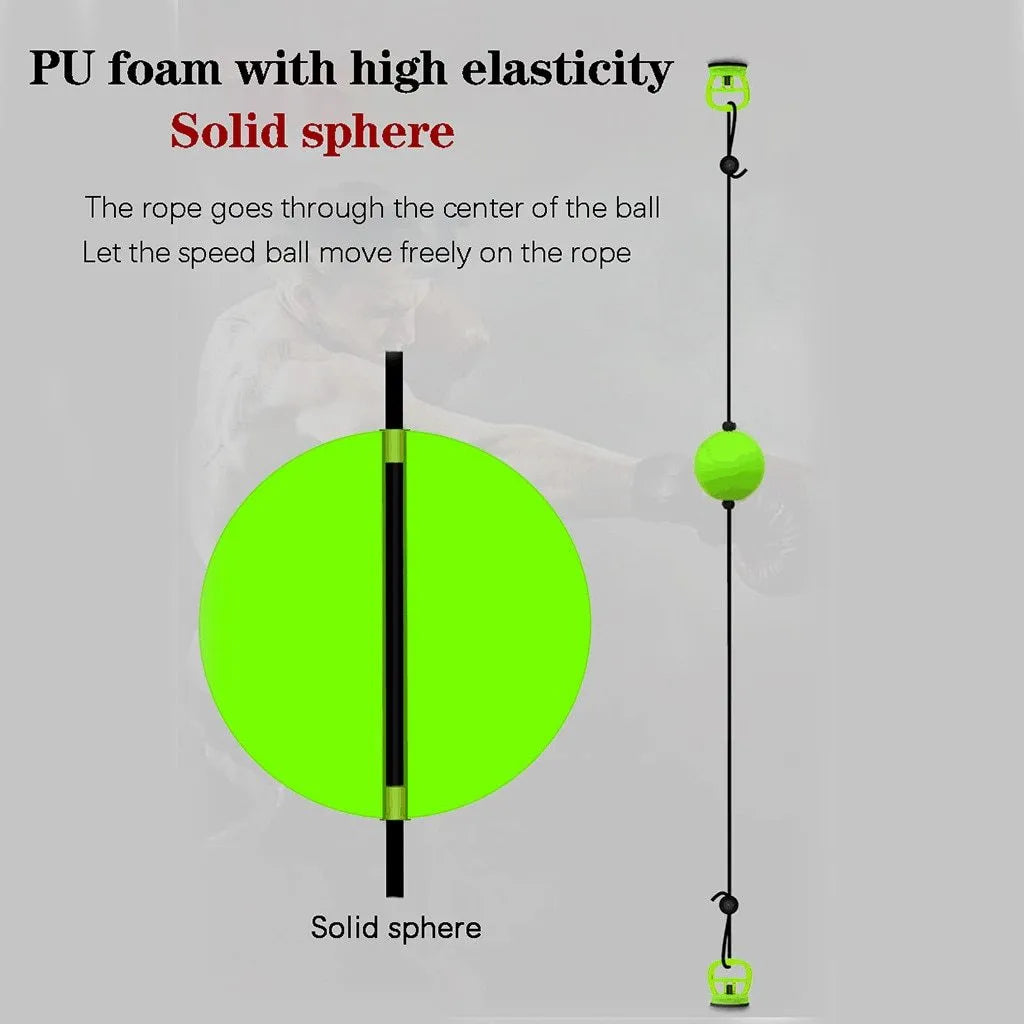 Green PU suction cup suspended boxing speed ball on a smooth surface
