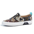 Casual canvas slip-on sneakers in khaki with vulcanised rubber sole and mesh lining