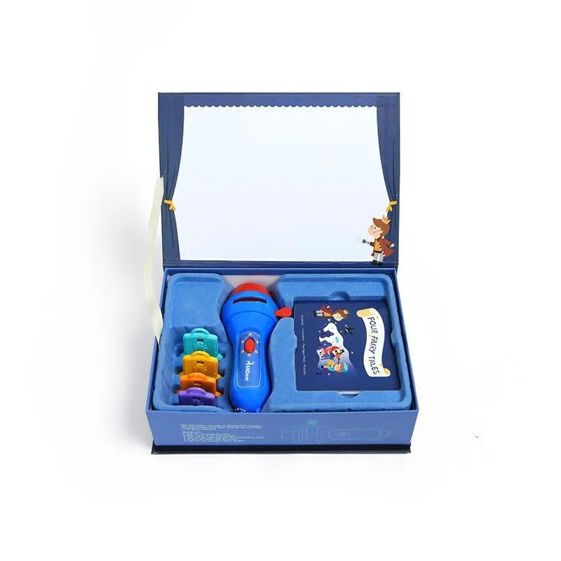 SmartKids children's story projector torch showing fairy tale image projected on a bedroom wall.