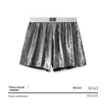 Galaxy reflective woven loose underwear in mid waist design with polyester construction
