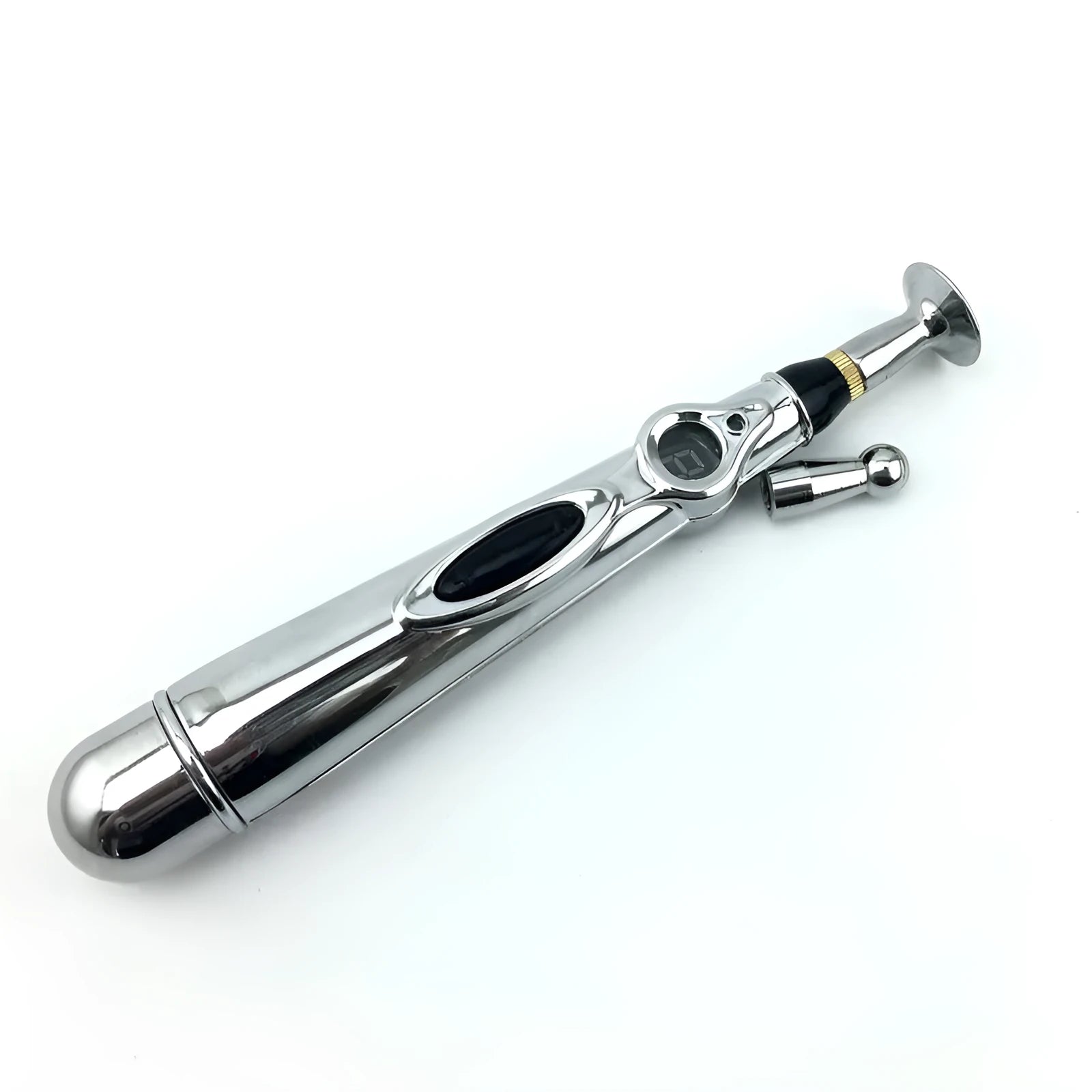 KEBETEME Massage Pen with three interchangeable therapy tips on a white background