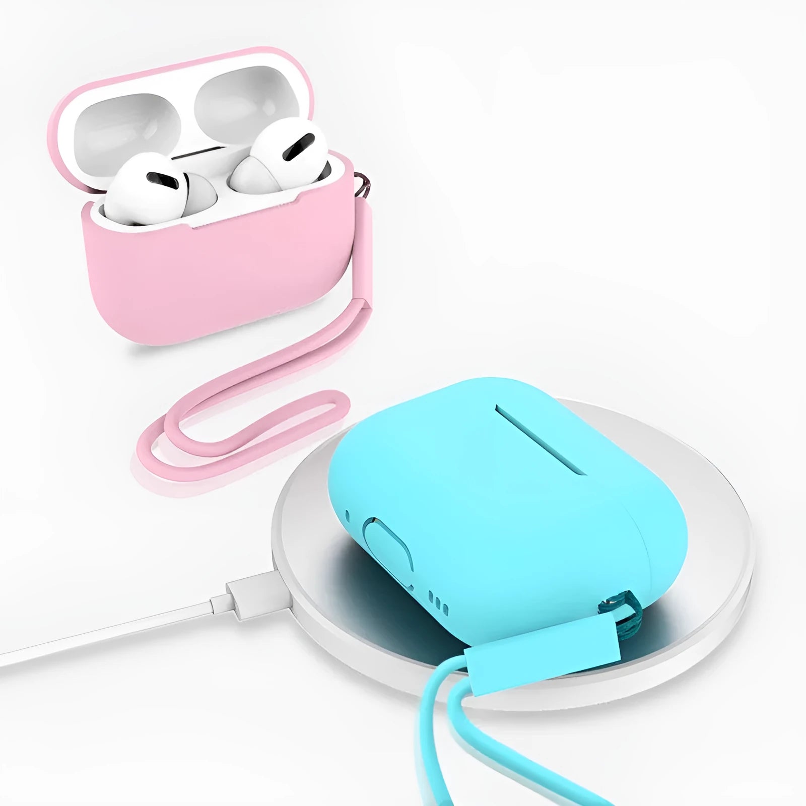Silicone protective case with lanyard for AirPods Pro 2 charging case in multiple colour options