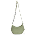 Small PU saddle shoulder bag with sandwich pocket and phone compartment, shown in black, brown, coffee, green, khaki or white.
