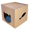 30cm vertical corrugated paper cat scratch board with box house in pet milk carton colour
