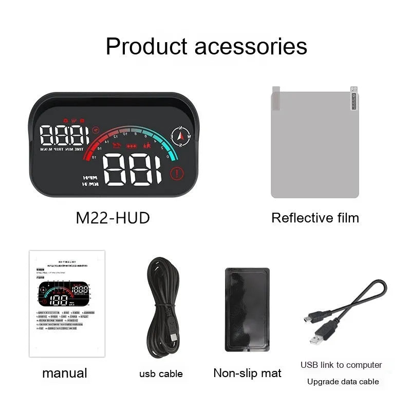 Black head-up display car projector with USB cable for GPS and speed projection