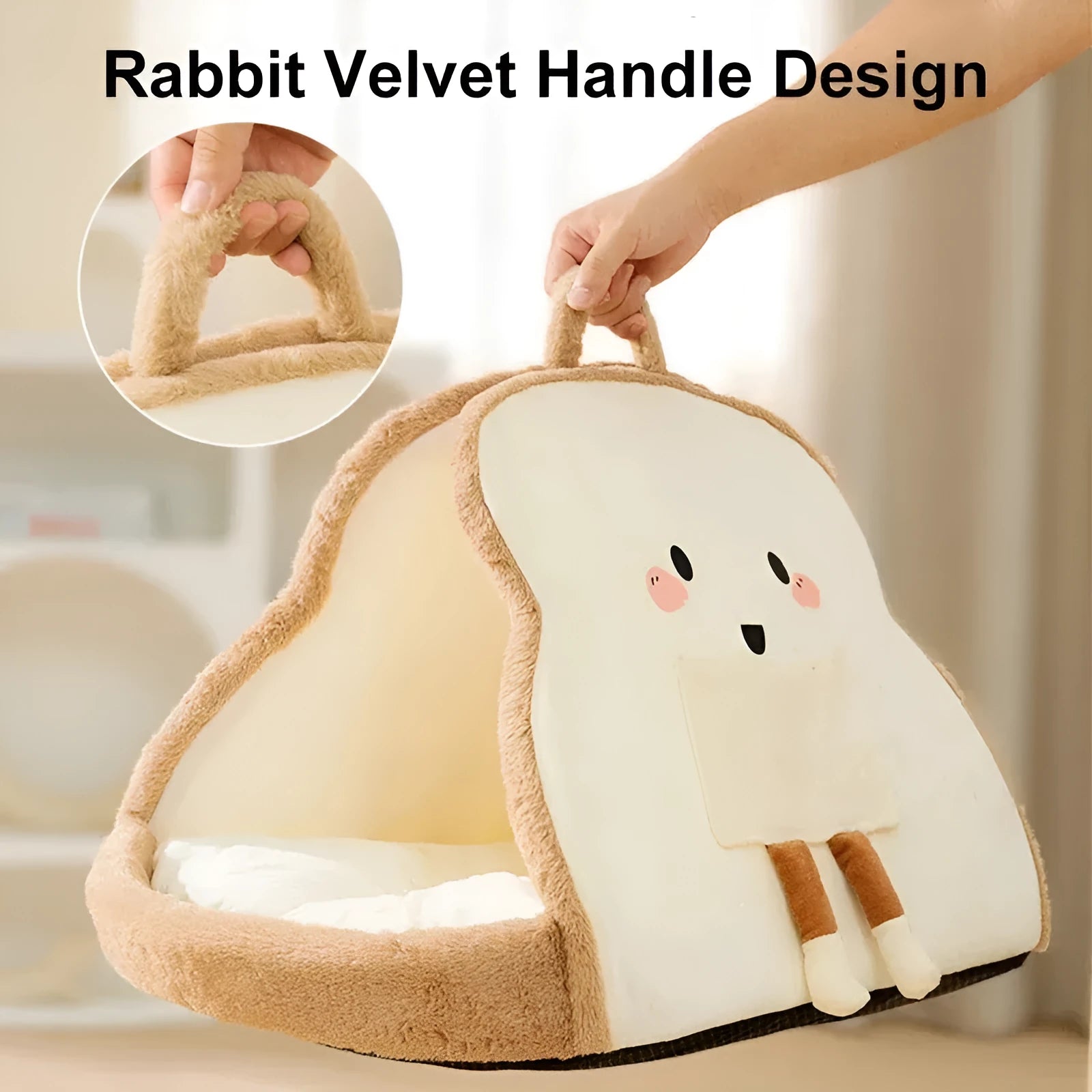 Green enclosed cat tent bed with removable blanket, shown in a large size for scale.