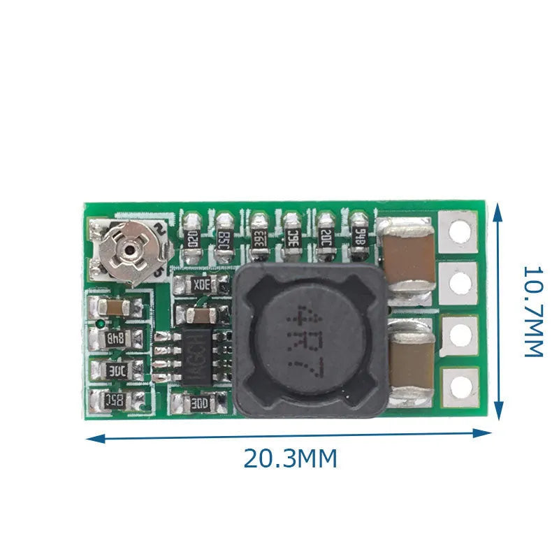 Green PCB DC-DC step down converter module converting 12-24V to 5V 3A output