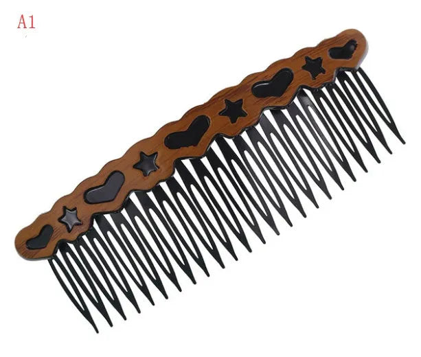 Fashion retro plastic resin hair comb in Korean style for women, available in multiple colours