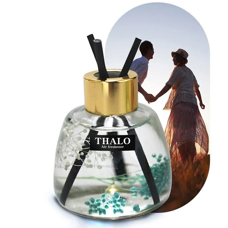 Glass car perfume ornament bottle for loose incense in various colours.