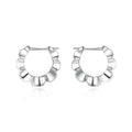 Sterling silver geometric earrings with round elements in retro simple elegant style