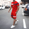 Men's casual printed t-shirt and shorts set in polyester, available in multiple colour options and sizes S to 6XL