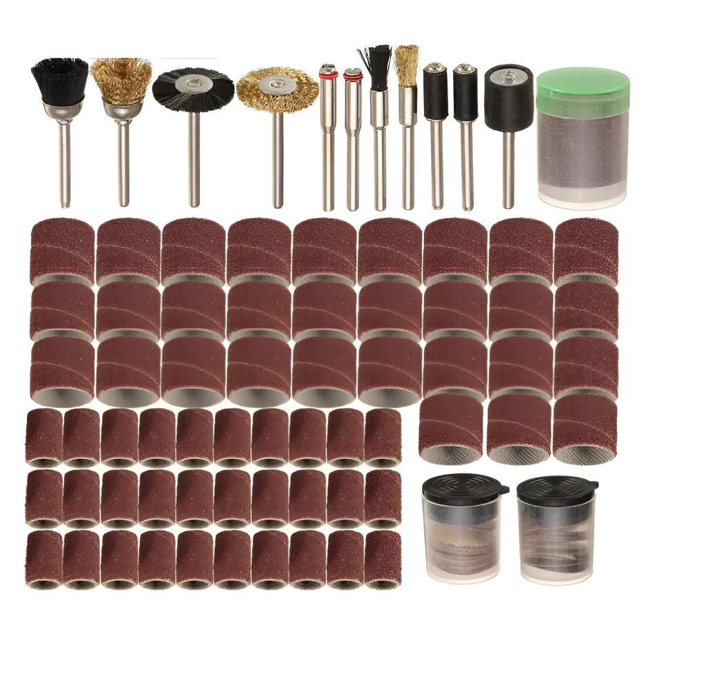 Electric grinder accessories 150-piece set with steel, copper, sand, diamond and wool materials