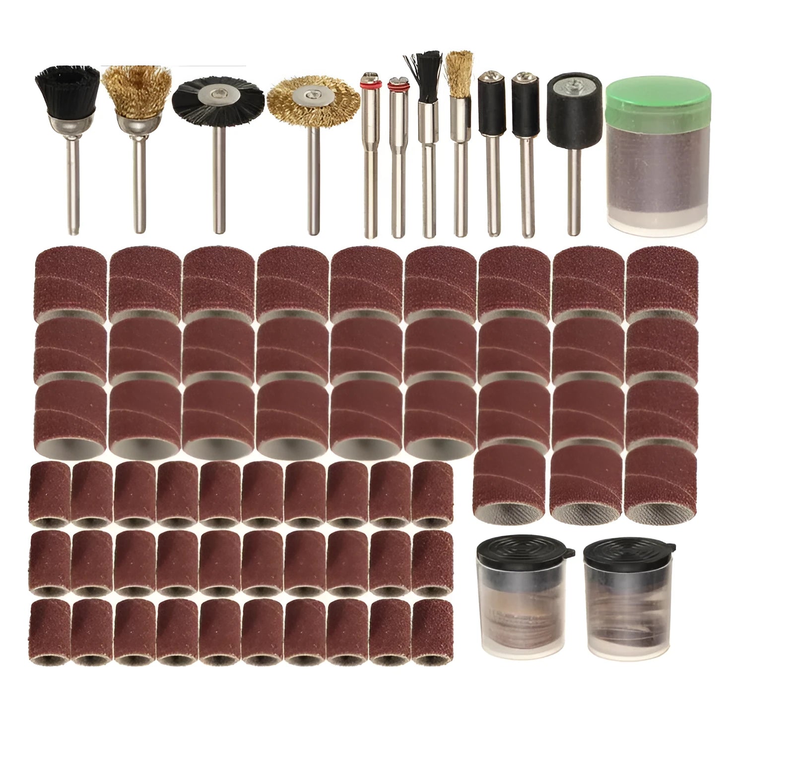 Electric grinder accessories 150-piece set with steel, copper, sand, diamond and wool materials