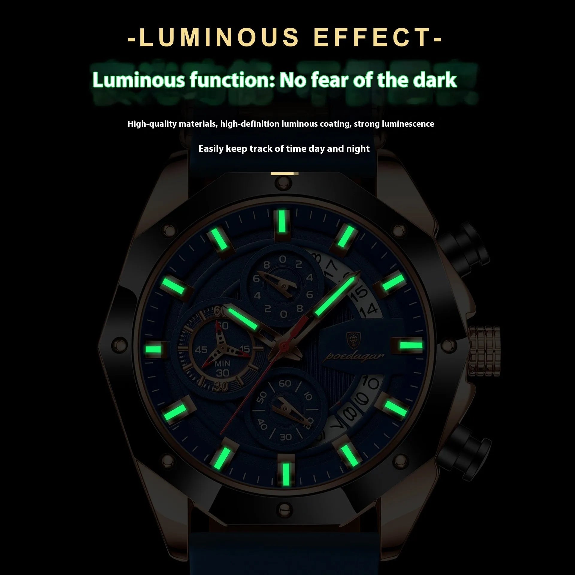 Men's sports chronograph watch with diamond-shaped dial and silicone band