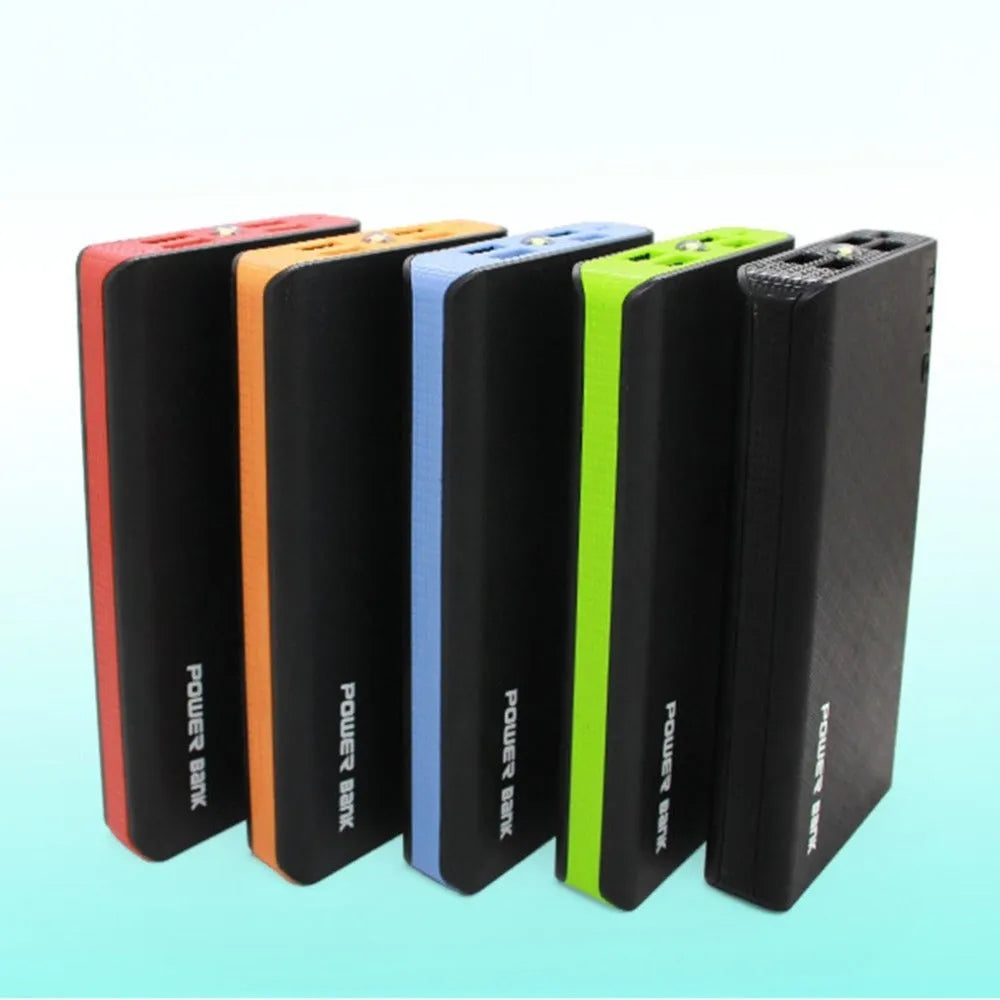 4U Fast Charging Power Bank in multiple colours showing dual USB ports and compact 145mm design.