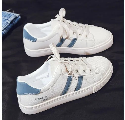 Women's white side zipper PU leather round toe casual shoes for autumn