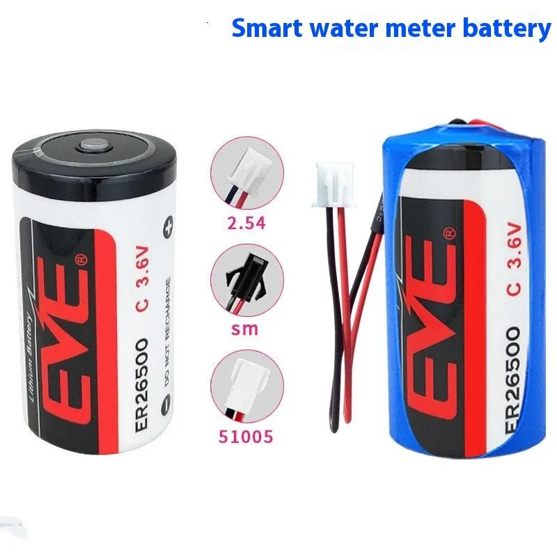 ER26500 3.6V 8500mAh lithium thionyl chloride battery for water gas flow meters, 26.2mm x 50.0mm