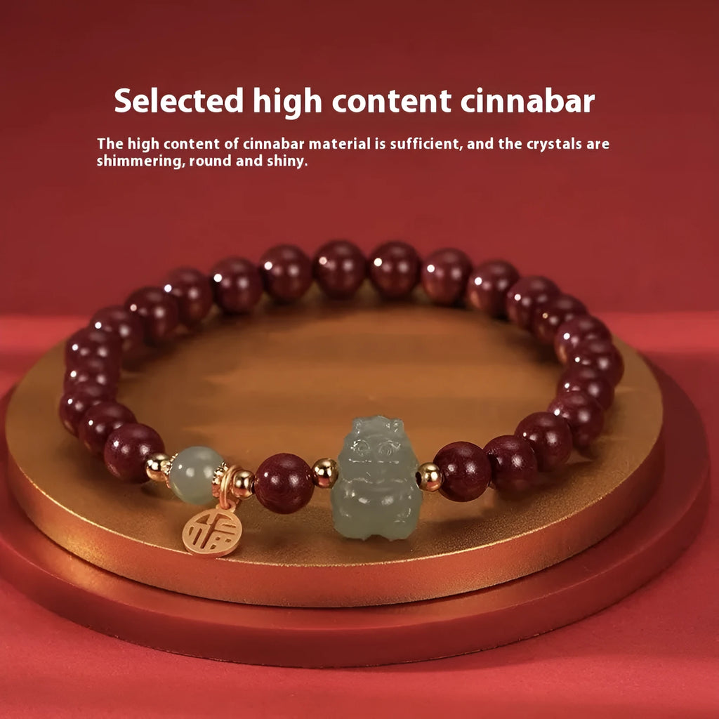 Natural Hetian Jade bracelet with zodiac design in 8mm diameter