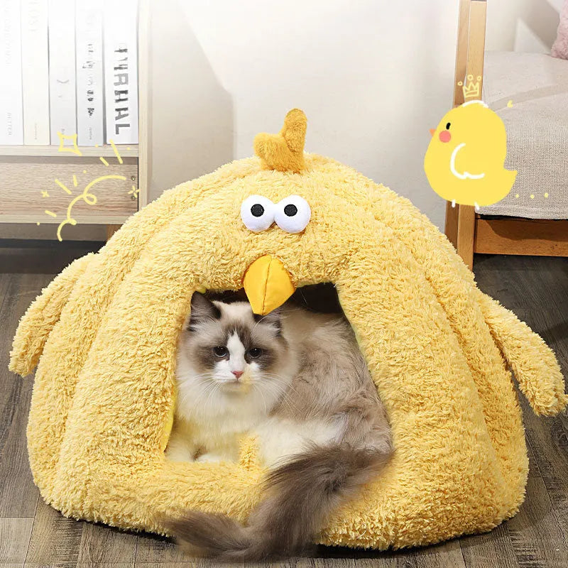 Cold-proof warm cat nest in size L 60x45cm for fall and winter, padded pet bed for cats or small chickens