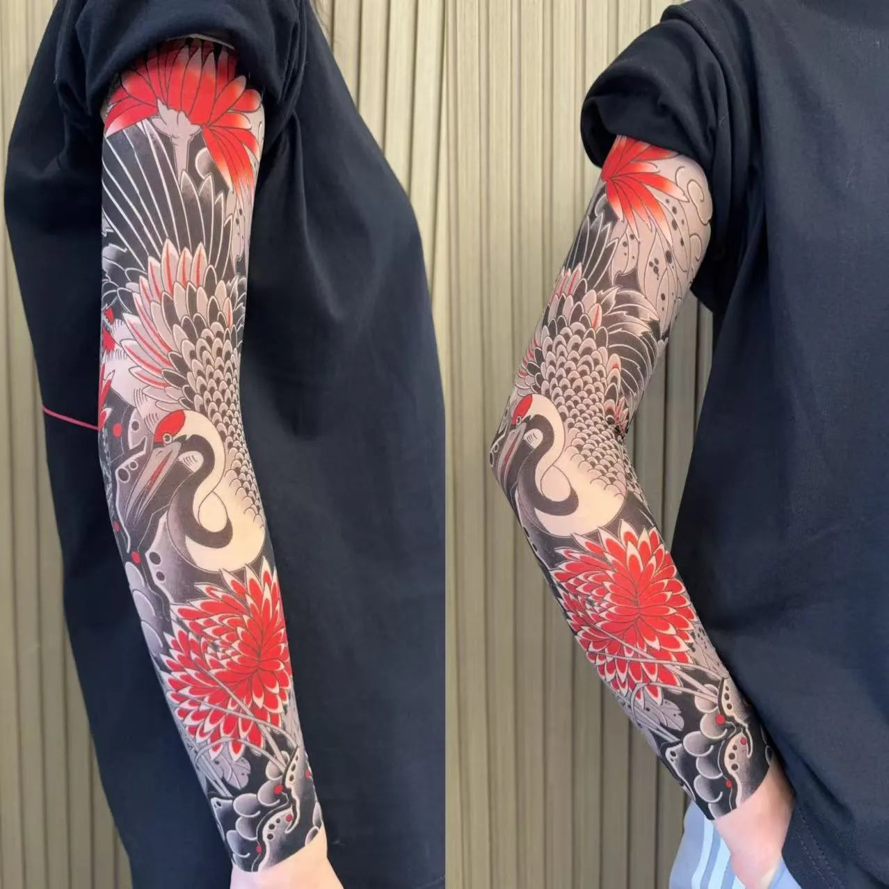 Unisex flower arm nylon sun protection ice sleeves in dragon pattern for outdoor use