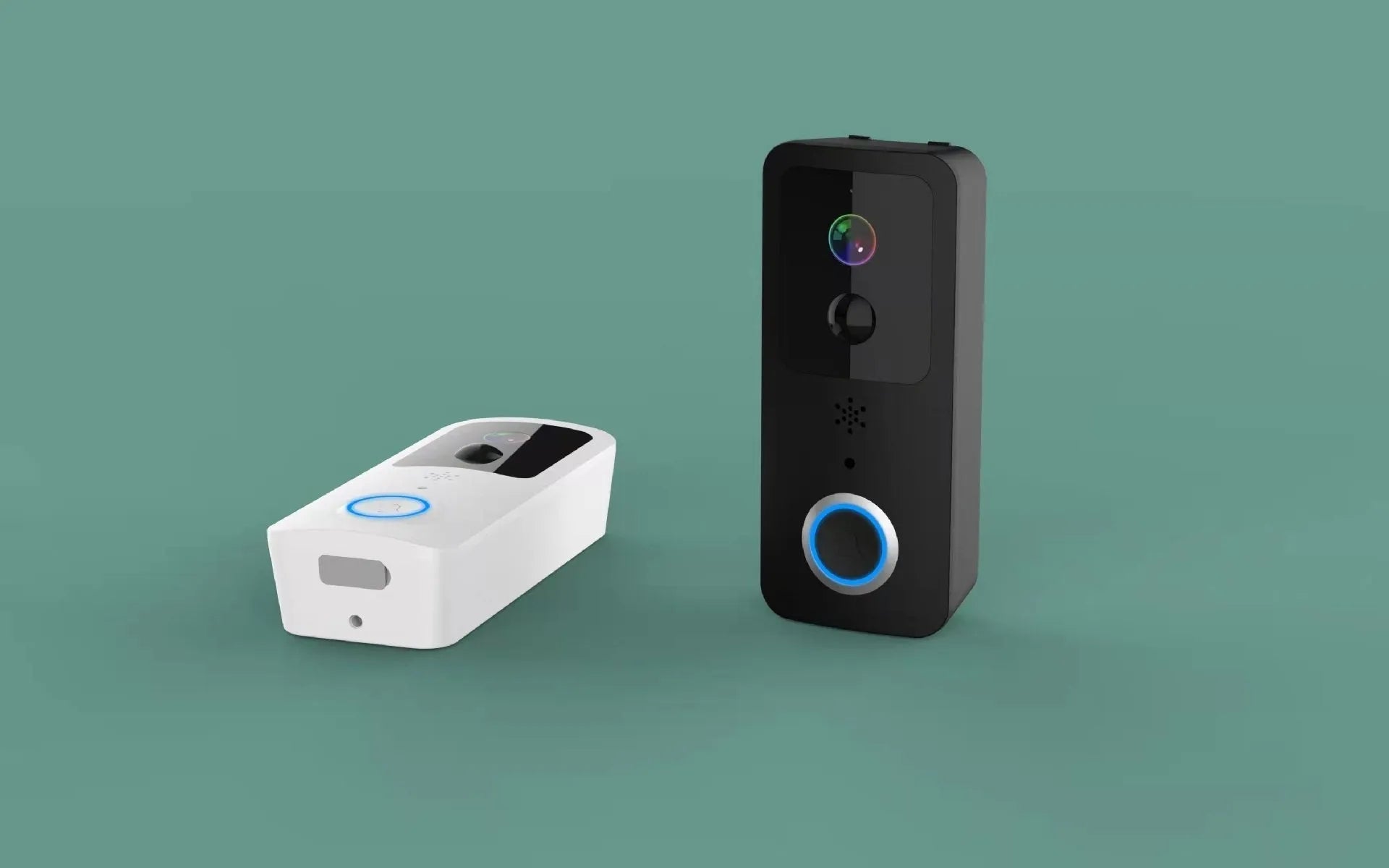 Black or white smart visual doorbell with waterproof intercom and HD camera.