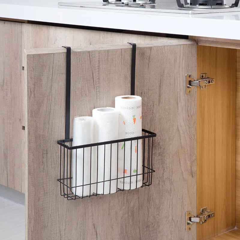 Metal kitchen hanging shelf in Nordic style, available in black or white, with no-punch installation