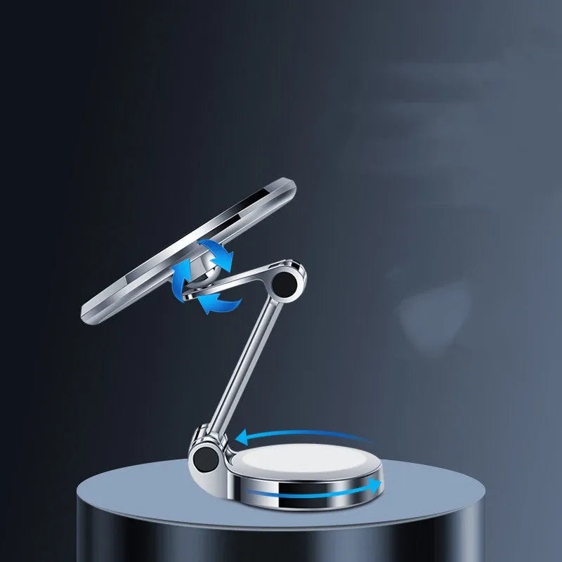 Obsidian black car phone holder with flexible clip and 360-degree rotating bracket on a dashboard.