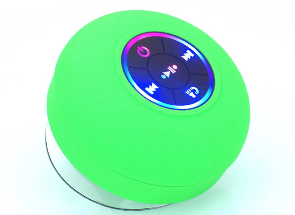 BTS07 large suction cup waterproof Bluetooth speaker with coloured lights, shown in black.
