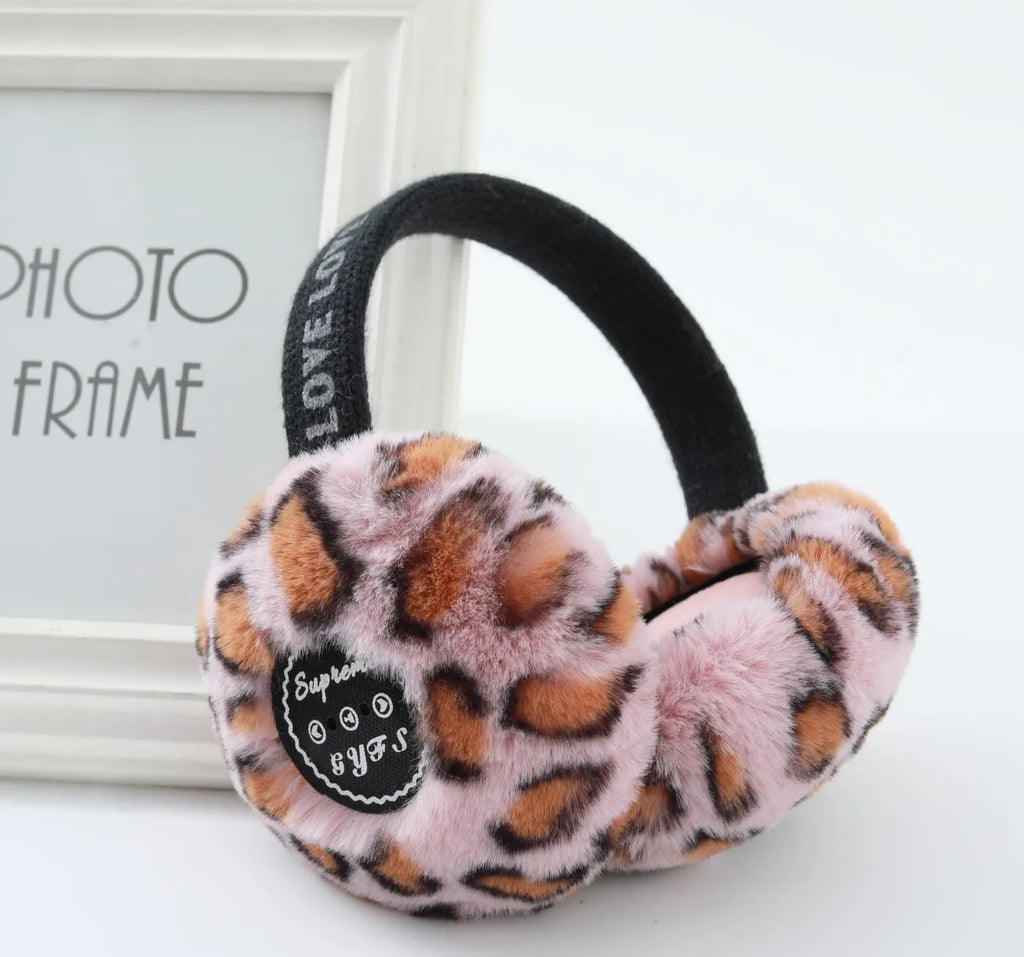 Plush Bluetooth earmuff headset in khaki with built-in controls for outdoor calls and music