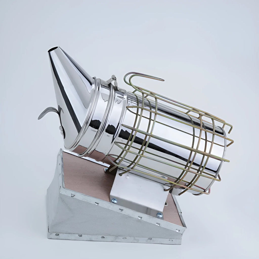 Stainless steel manual bee smoker with leather bellows for beekeeping