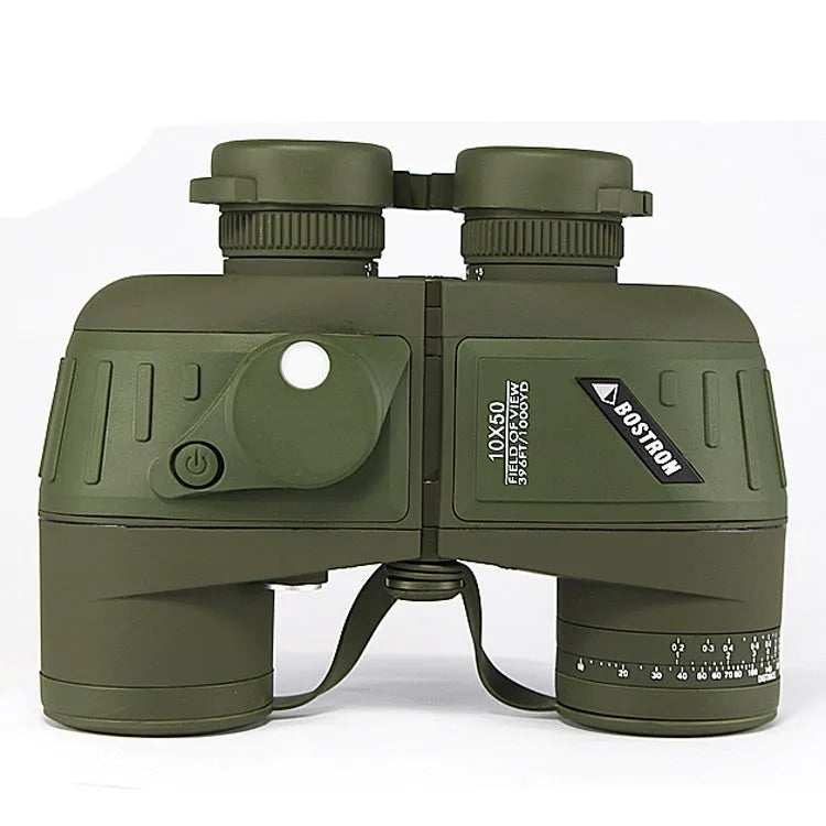 Botrand 10X50 army green navigation binocular with compass and 50mm objective lens