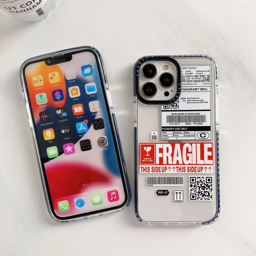 Travel ticket label transparent TPU phone case for Apple iPhone, anti-drop protective cover with coloured painting design