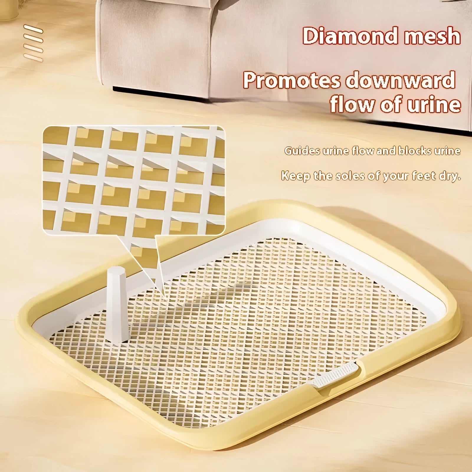 PET plastic fixed-point dog toilet in cream yellow, removable and washable