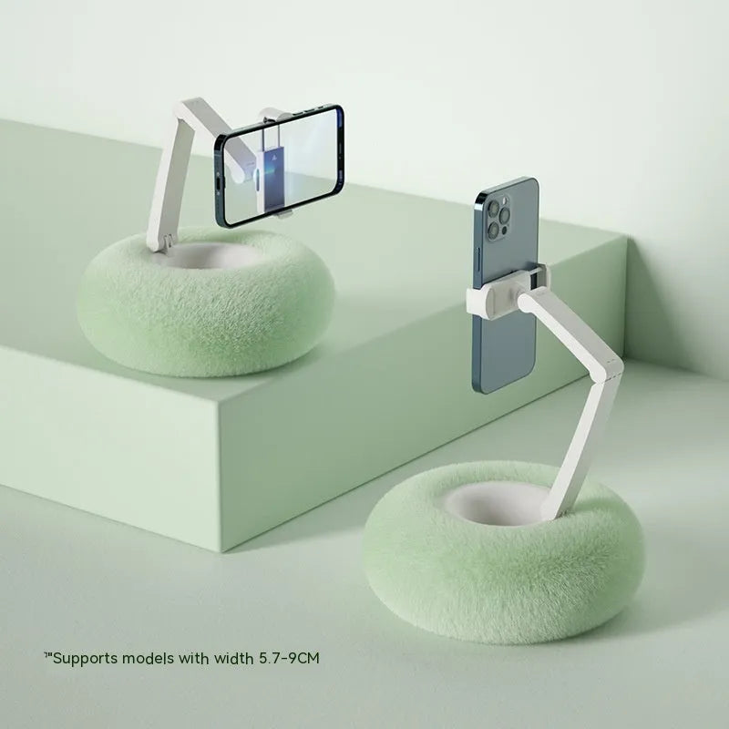 ABS plastic rotating phone and tablet bracket with adjustable clamp and 230mm vertical extension on fabric-covered foam base