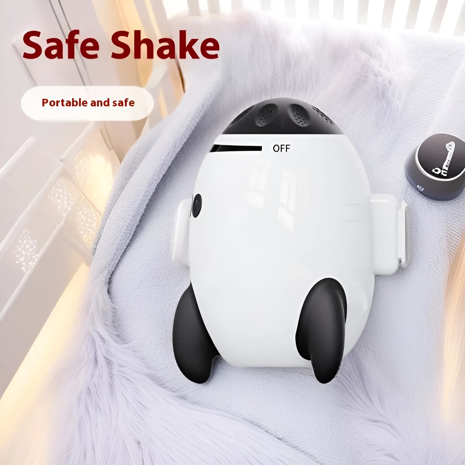 White ABS plastic baby sleep comforter with automatic shaking and Bluetooth connectivity