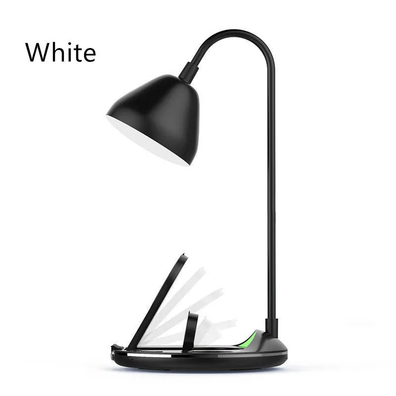 Black and white magnetic folding wireless charger showing folded and open positions