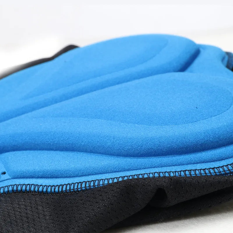 Black polyester cycling pants with sponge cushion padding for road and mountain bikes, sizes S to 3XL
