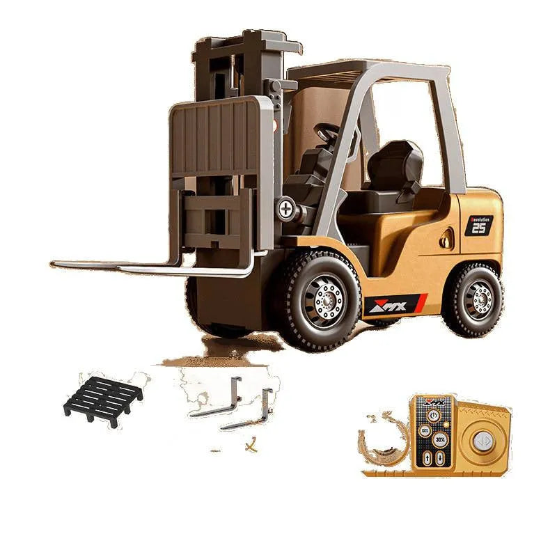 Alloy remote control forklift toy with cargo hook and forks at 1:64 scale