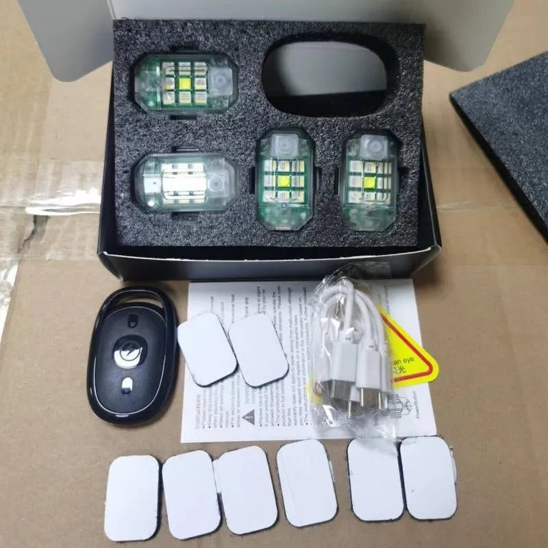 Four 5W ABS strobe lights with remote control for car motorcycle electric vehicle bicycle modification