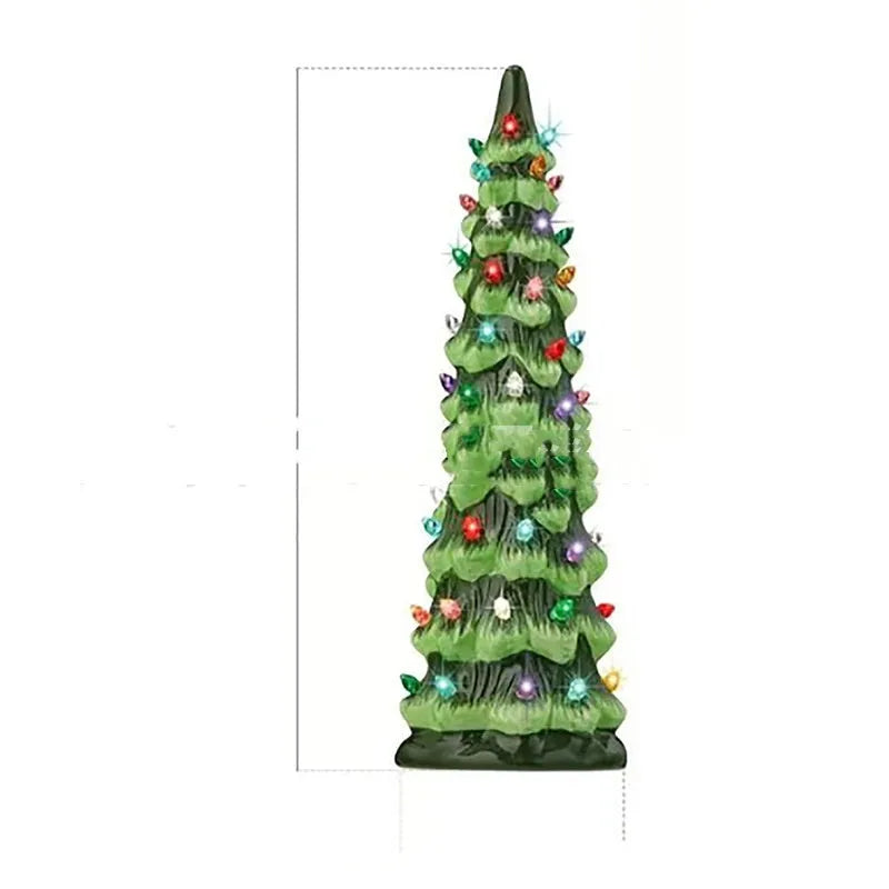 A resin Christmas tree light decoration in European style, showing coloured light option.
