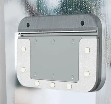 Magnetic double-sided window cleaner with silicone scraper, ABS and magnetic rubber body, 10x15x4cm, 0.4kg, for 3-10mm to 20-35mm glass