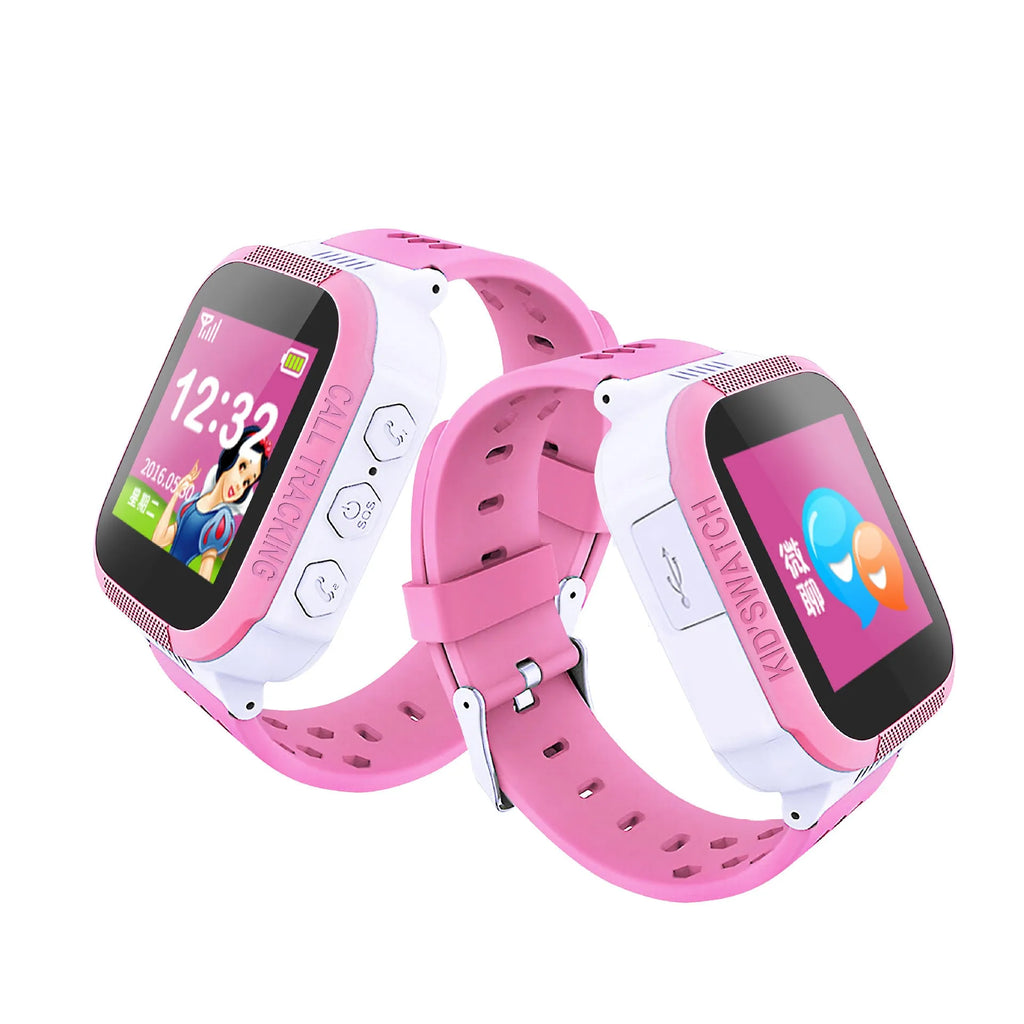 Blue children's phone watch with 1.44 inch IPS touchscreen display showing time