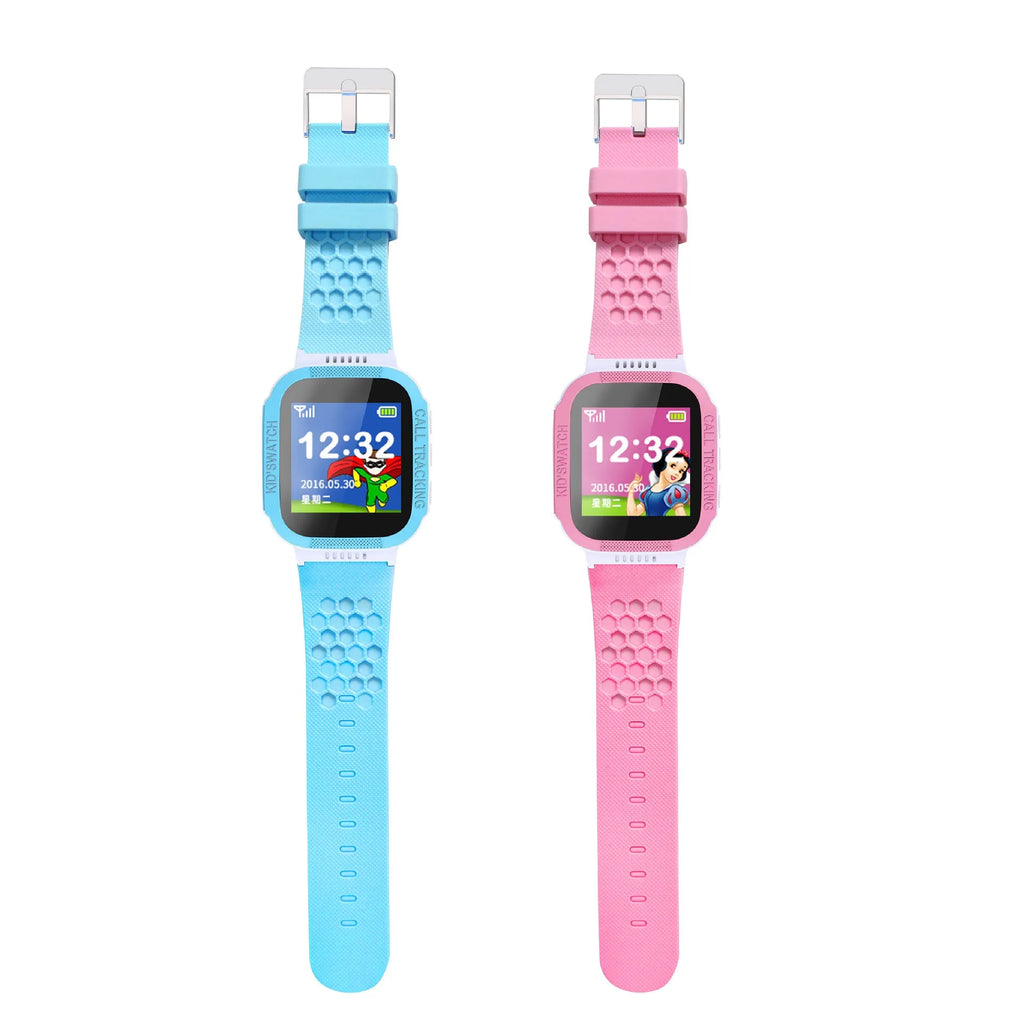 Blue children's phone watch with 1.44 inch IPS touchscreen display showing time