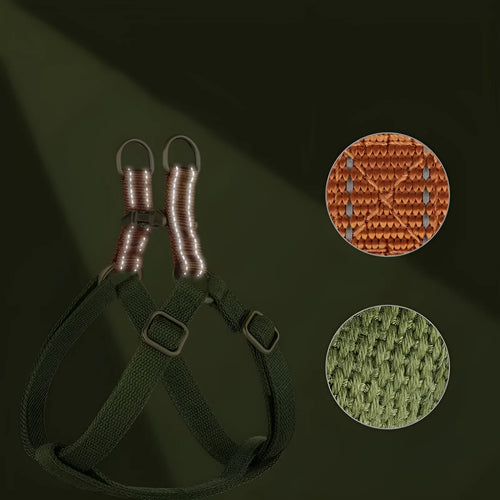Brown vest style dog leash with cotton belt and alloy fastener for chest and back connection
