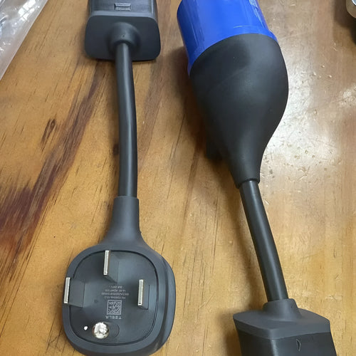 American standard adapter with car charger conversion wire showing copper core and polyethylene sheath