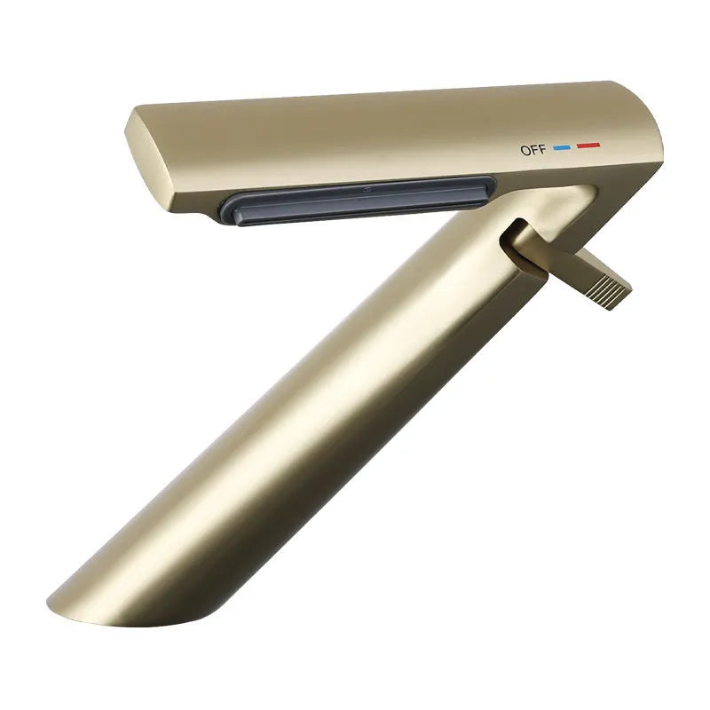 Simple hot and cold bathroom washbasin faucet mixer tap in chrome finish with copper construction