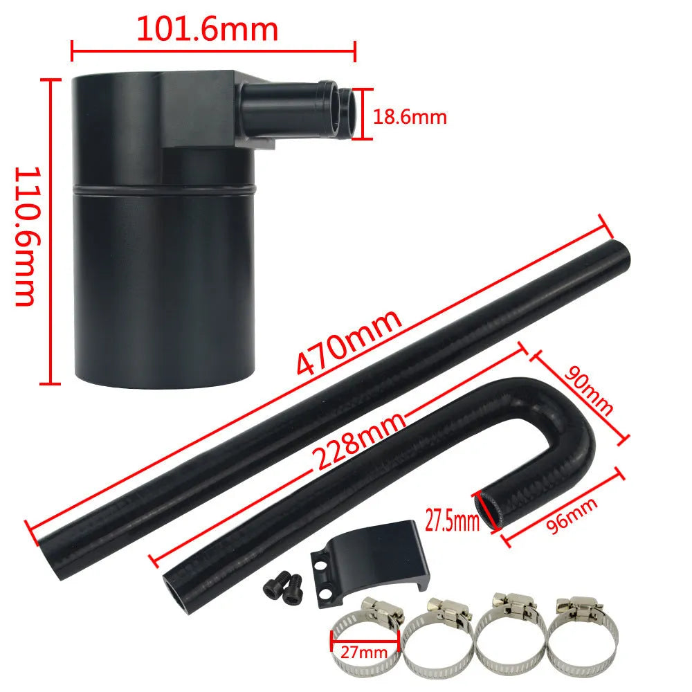 Black aluminium and silicone radiator hose set for BMW N54 N55 engine – 110.6mm height, 68mm outer diameter