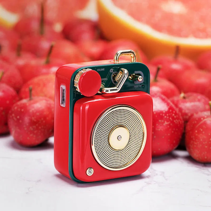 Retro mini Bluetooth speaker in blue colour, 63x47x30mm size, 3W power, 7 hours playtime