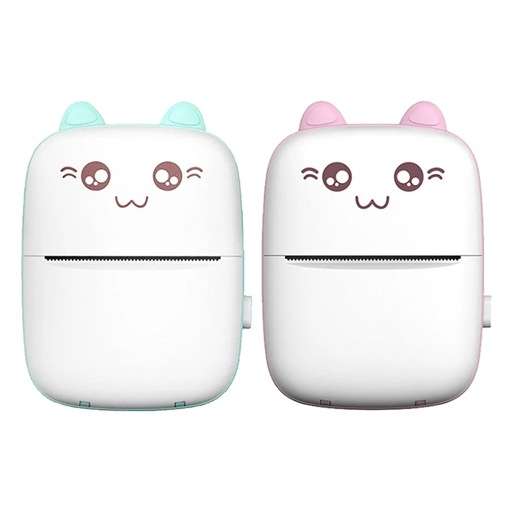 Portable A6 mini Bluetooth thermal printer with 200dpi resolution, 1000mAh battery, in pink plastic casing