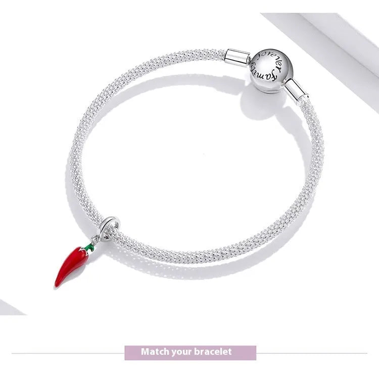Korean style sterling silver leaf pendant with electroplated BSC461 colour on a silver chain.